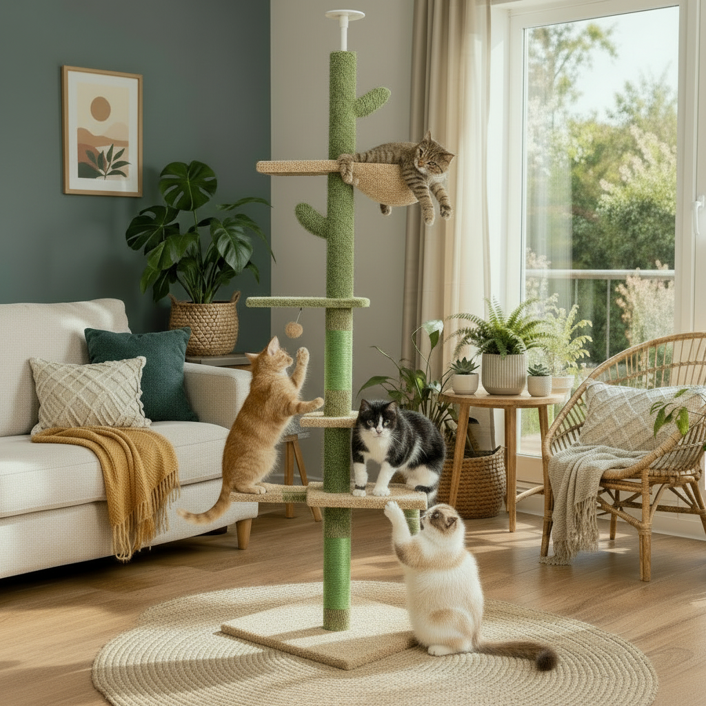 Arbre à chat Cactus Évasion avec griffoir et plateformes confortables